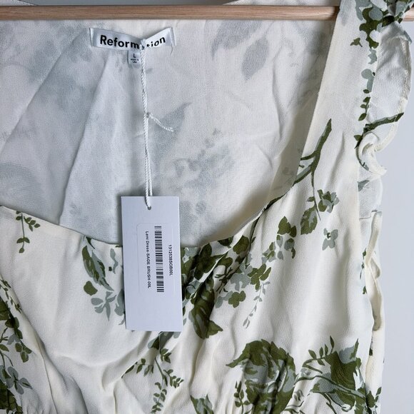 NWT Reformation leni Sage Brush Dress L - Picture 5 of 6